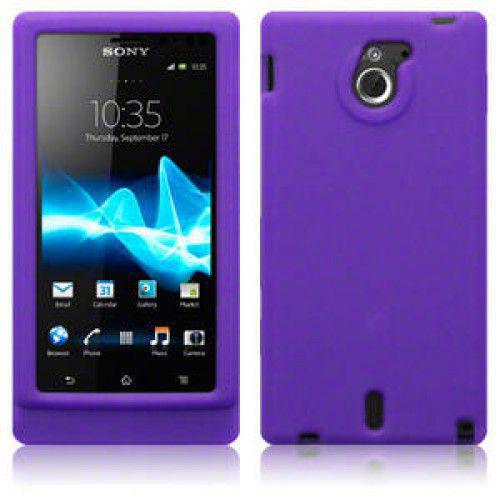 Θήκη Σιλικόνης για Sony Xperia Sola MT27i Purple+ Φιλμ Προστασίας Οθόνης