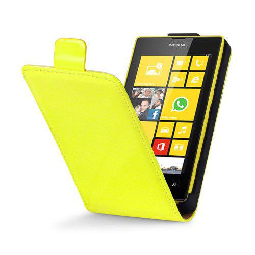 Θήκη Flip για Nokia Lumia 520 Neon Yellow,σε κίτρινο χρώμα.