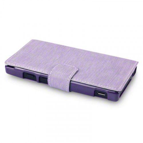 Θήκη για Sony Xperia Sola MT27i Low Profile Wallet PU Leather Purple+Φιλμ Προστασίας Οθόνης 