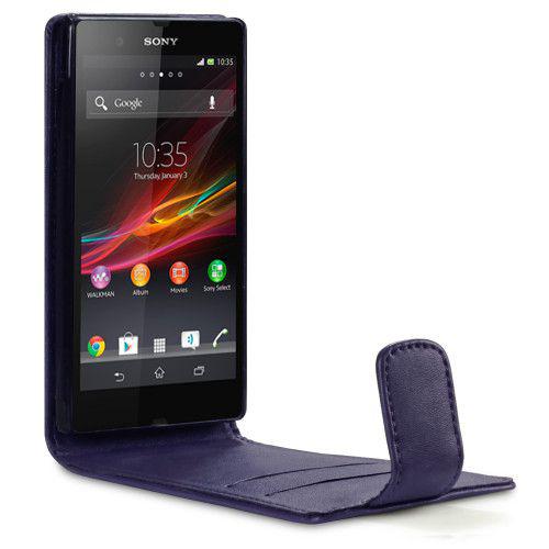 Θήκη για Sony Xperia Z Leather Flip Purple+Φιλμ Προστασίας Οθόνης