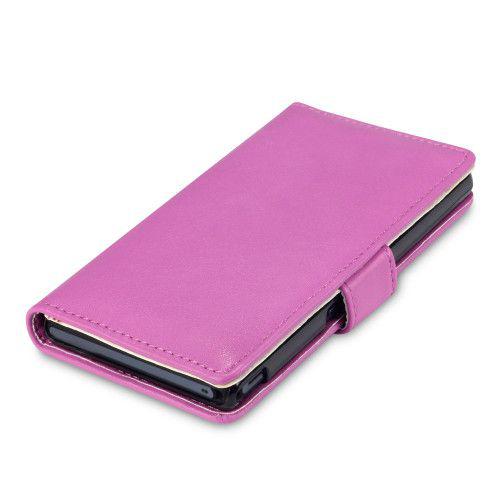 Θήκη για Sony Xperia Z Leather Wallet by Warp pink+Φιλμ Προστασίας Οθόνης 