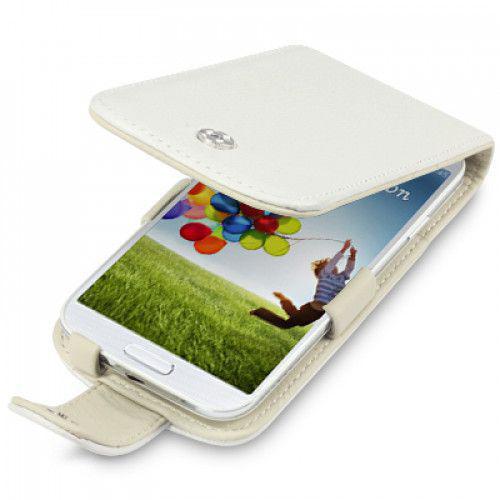 Θήκη για Samsung i9500 Galaxy S4 Genuine Leather Flip Cream Inside White