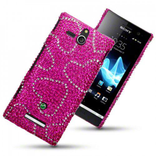 Θήκη Sony Ericsson Xperia U ST25i Diamante Case by Warp - Hot Pink Hearts 