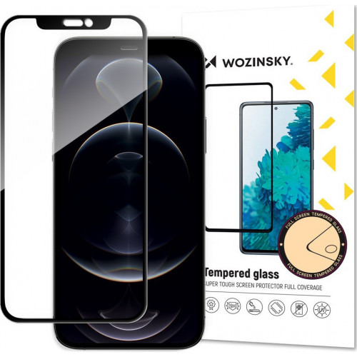 Wozinsky Tempered Glass Full Glue Super Tough Full Coveraged with Frame Case Friendly for iPhone 13 Pro / iPhone 13 black