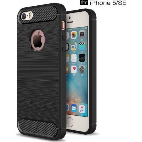Θήκη OEM Brushed Carbon Flexible Cover TPU για iPhone 5 /5s μαύρου χρώματος