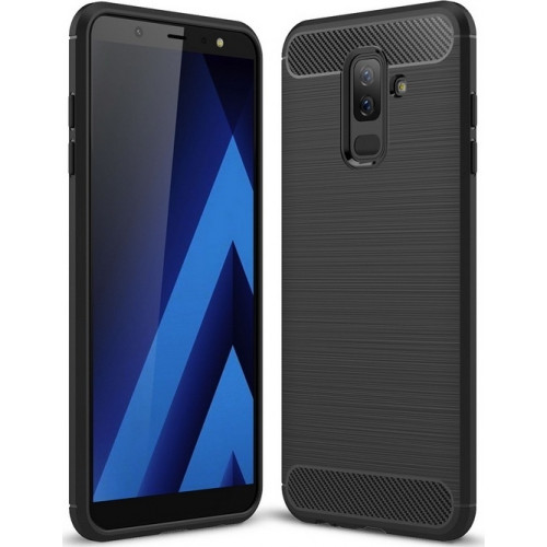 Θήκη OEM Brushed Carbon Flexible Cover TPU για Samsung Galaxy A6 PLUS 2018 A605 μαύρου χρώματος