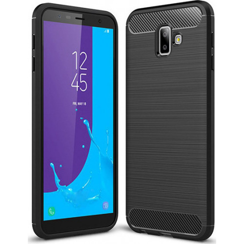 Θήκη OEM Brushed Carbon Flexible Cover TPU για Samsung Galaxy J6 Plus J610 μαύρου χρώματος
