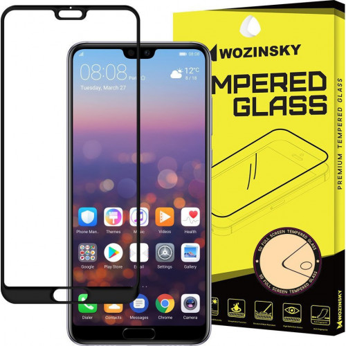 Wozinsky Tempered Glass Full Glue Super Tough Full Coveraged with Frame Case Friendly for Huawei P20 Pro black