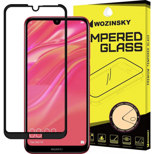 Wozinsky Tempered Glass Full Glue Super Tough Full Coveraged with Frame Case Friendly for Huawei Y7 2019 / Y7 Prime 2019 black