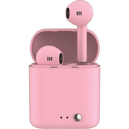 Ledwood T14 Rubber Earbud Bluetooth Handsfree ροζ χρώματος