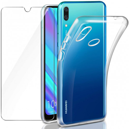 Θήκη TPU Slim 0,5mm για Huawei Y7 2019  διάφανη + Tempered Glass