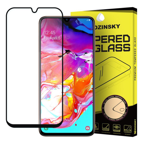 Wozinsky Tempered Glass Full Glue Super Tough Full Coveraged with Frame Case Friendly for Samsung Galaxy A70 black