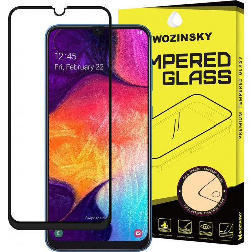 Wozinsky Tempered Glass Full Glue Super Tough Full Coveraged with Frame Case Friendly for Samsung Galaxy A50 / Galaxy A30 black