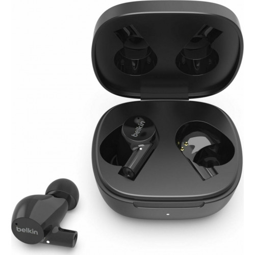 Belkin Soundform Rise In-ear Bluetooth Handsfree Ακουστικά με Αντοχή στον Ιδρώτα και Θήκη Φόρτισης Μαύρα