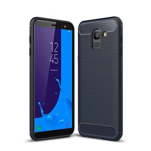 Θήκη OEM Brushed Carbon Flexible Cover TPU  for Samsung Galaxy J6 2018 J600 μπλε χρώματος