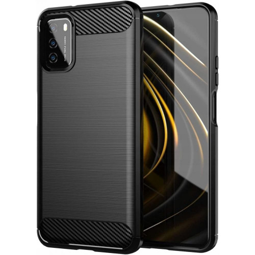 Carbon Case Flexible Cover TPU Case for Xiaomi Poco M3 / Xiaomi Redmi 9T black