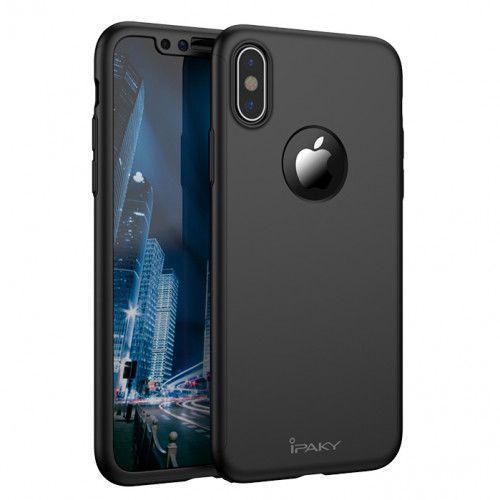 Θήκη iPaky 360 Protection front and back full body case για iPhone X black + φιλμ προστασίας οθόνης