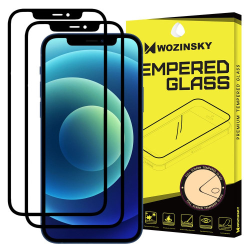 Wozinsky Tempered Glass Full Glue Full Coveraged with Frame Case Friendly for iPhone 12 Pro / iPhone 12 black, (2 τεμαχια)