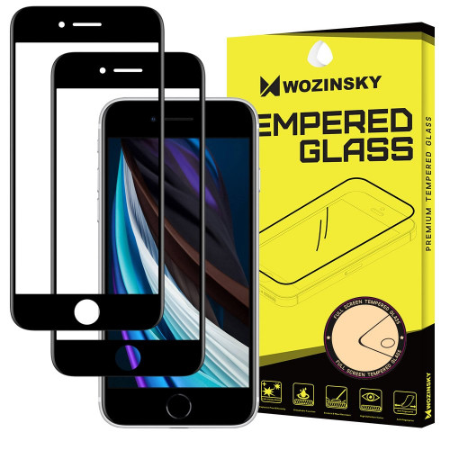 Wozinsky 2x Tempered Glass Full Glue Full Coveraged with Frame Case Friendly for iPhone SE 2020 / iPhone 8 / iPhone 7 / iPhone 6S / iPhone 6 black