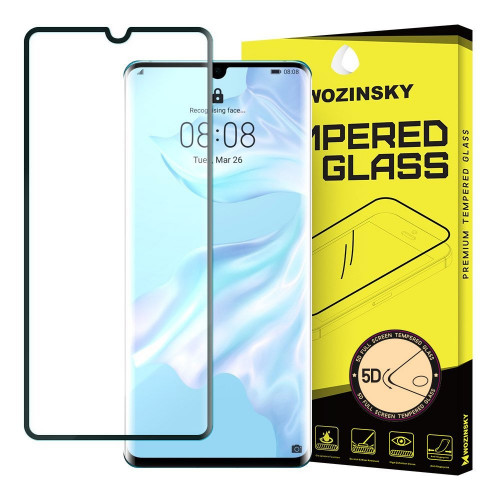 Wozinsky Tempered Glass 5D Full Glue Super Tough Full Coveraged with Frame for Huawei P30 Pro black