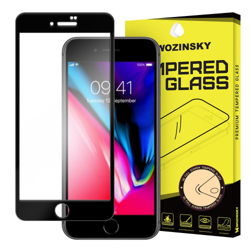 Wozinsky Tempered Glass Full Glue Full Coveraged with Frame Case Friendly for iPhone 8 / iPhone 7 black