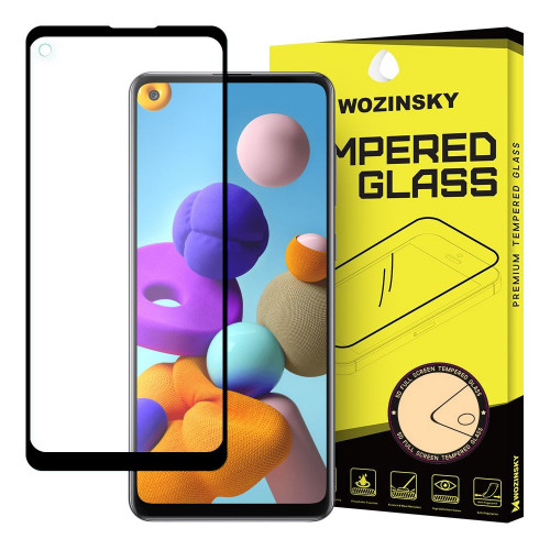 Wozinsky Tempered Glass Full Glue Super Tough Full Coveraged with Frame Case Friendly for Samsung Galaxy A21S black