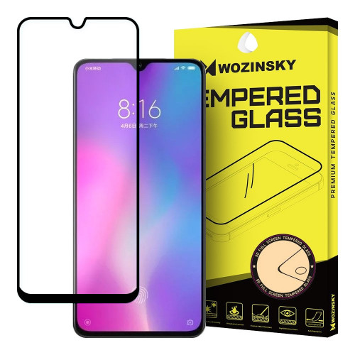 Wozinsky Tempered Glass Full Glue Super Tough Full Coveraged with Frame Case Friendly for Xiaomi Mi 9 Lite black