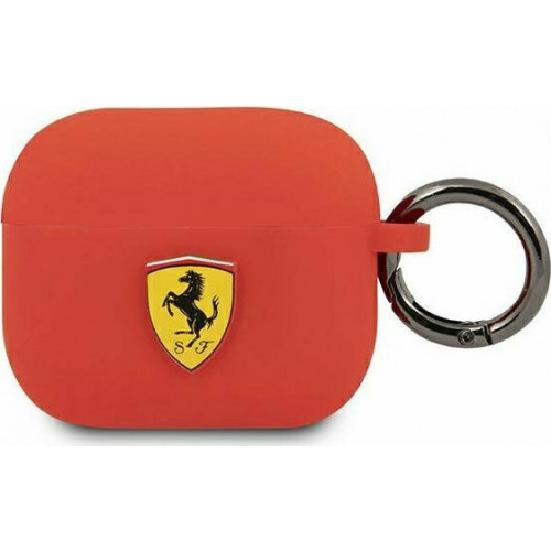 Ferrari Θήκη Σιλικόνης με Γάντζο σε Κόκκινο χρώμα για Apple AirPods 3