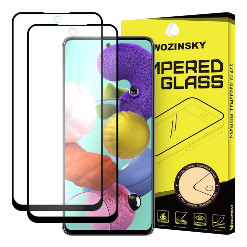 Wozinsky 2x Tempered Glass Full Glue Full Coveraged with Frame Case Friendly for Samsung Galaxy A51 black (2 TEMAXIA)