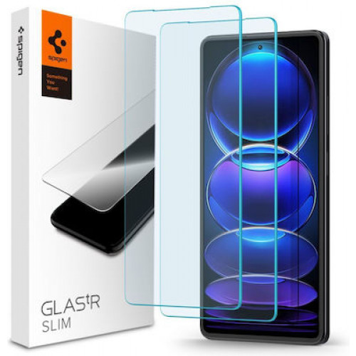 Spigen GLAS.tR SLIM Tempered Glass 2τμχ (Xiaomi Redmi Note 12 Pro 5 G, 12 Pro+ Plus, Poco X5 Pro 5 G)