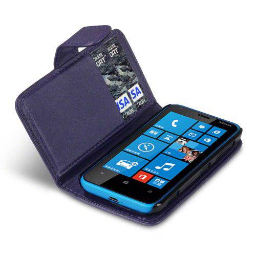 Θήκη για Nokia Lumia 620 Leather  Wallet Case Purple+Φιλμ Προστασίας Οθόνης 