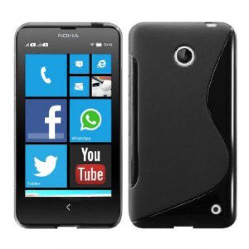 Θήκη TPU S-Line για Nokia Lumia 630 / 635 black + Φιλμ Προστασίας Οθόνης