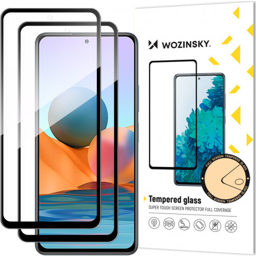 Wozinsky Set of 2x  Full Glue Full Screen Tempered Glass Case Friendly Xiaomi Redmi Note 12 Pro+ / Note 12 Pro / Note 12 5G / Note 12 / Xiaomi Redmi Note 10 Pro Black