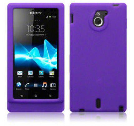 Θήκη Σιλικόνης για Sony Xperia Sola MT27i Purple+ Φιλμ Προστασίας Οθόνης