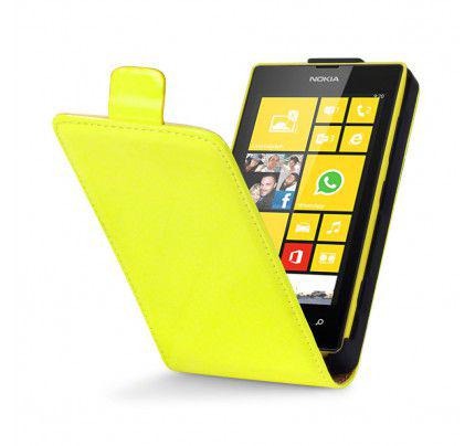 Θήκη Flip για Nokia Lumia 520 Neon Yellow,σε κίτρινο χρώμα.