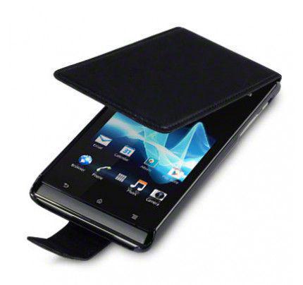 Θήκη Flip για Sony Xperia J ST26i μαύρη+Φιλμ Προστασίας Οθόνης 