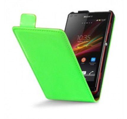 Θήκη Flip για Sony Xperia L C2105 Neon Green+ Φιλμ Προστασίας Οθόνης