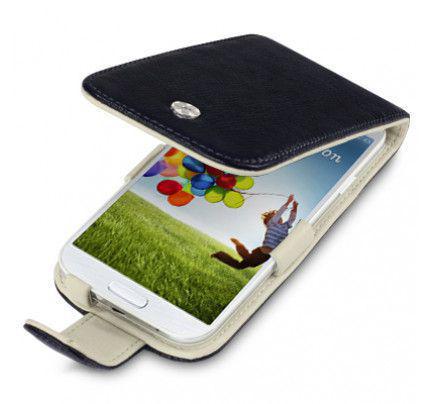 Θήκη για Samsung i9500 Galaxy S4 Genuine Leather Flip Cream Inside Black