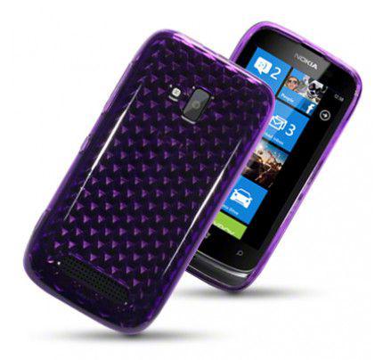 Θήκη TPU Gel για Nokia Lumia 610 Purple by Warp+Φιλμ Προστασίας Οθόνης 