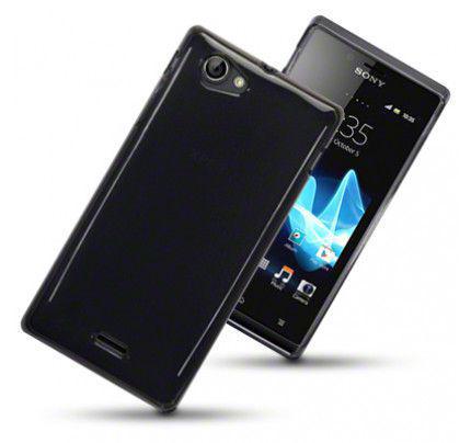 Θήκη TPU Gel για Sony Xperia J ST26i smoke black  by Warp + Φιλμ Προστασίας Οθόνης