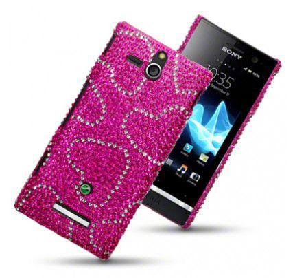 Θήκη Sony Ericsson Xperia U ST25i Diamante Case by Warp - Hot Pink Hearts 
