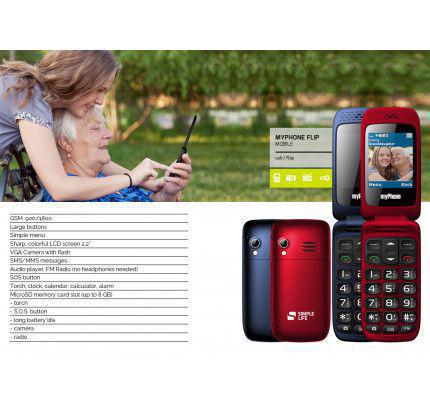 Κινητό τηλέφωνο MyPhone Flip κόκκινου χρώματος ( Microsd , FM, Camera, Ελληνικό μενού )