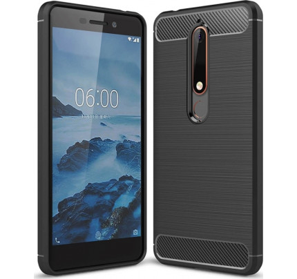 Θήκη OEM Brushed Carbon Flexible TPU για Nokia 6 2018 μαύρου χρώματος