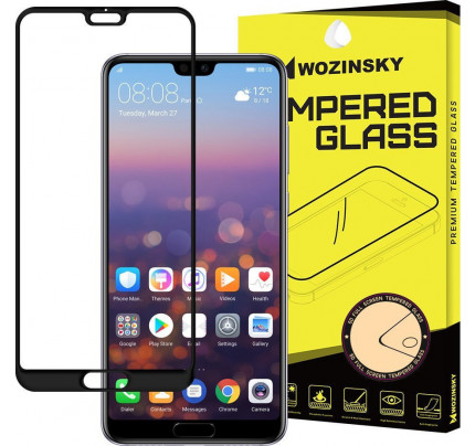 Wozinsky Tempered Glass Full Glue Super Tough Full Coveraged with Frame Case Friendly for Huawei P20 Pro black