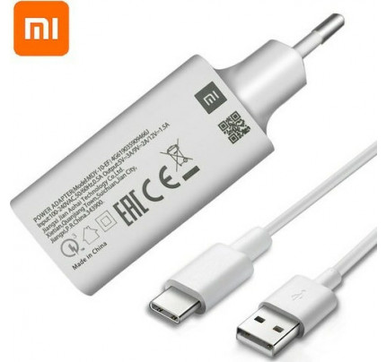 Xiaomi MDY-10-EF 3A + Type C Travel Charger + Type C Data Cable White bulk