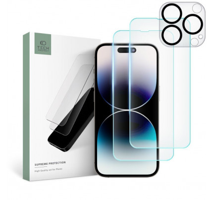 TECH-PROTECT SUPREME SET IPHONE 14 PRO MAX CLEAR ( 2 x Tempered glass + Camera Glass )
