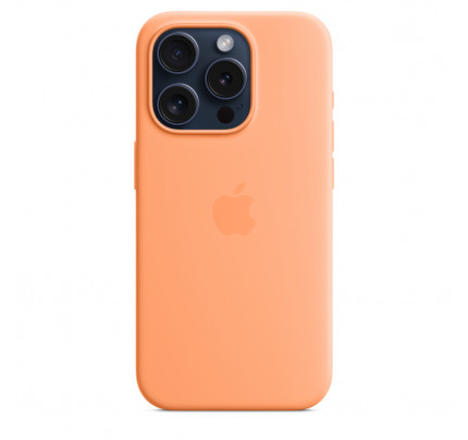MT1H3ZM/A Apple Original Silicone Magsafe Cover for iPhone 15 Pro Orange Sorbet