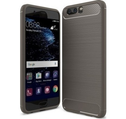 Θήκη OEM Brushed Carbon Case Flexible Cover TPU Case for Huawei P10 γκρι χρώματος