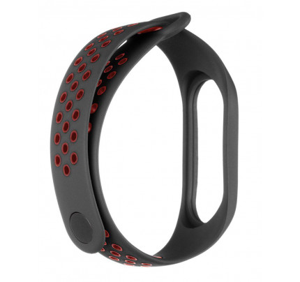 Tactical 281 Double Silicone Band for Xiaomi Mi Band 3/4 Black/Red