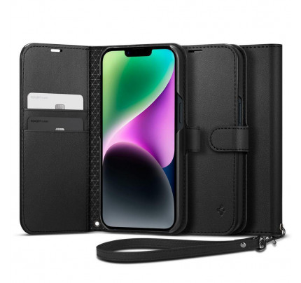 Spigen S Wallet case με Λουράκι Μαύρο iPhone 14